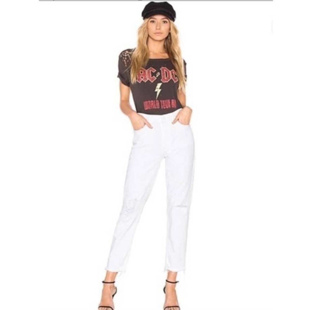 MOTHER Superior White Distressed Jeans Straight Leg The Sinner Almost Innocent